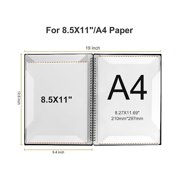 Notmapp, 60 sidors kapacitet, Notbindare/hållare, passar Letter Size A4, Skrivbar & De