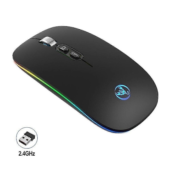 2.4g+bt5.1 Dual Mode Trådløs Mus Genopladelig Led Lysende Lydløs Mus Til Desktop Laptop Computer