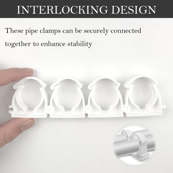 20 slangklämmor, väggfäste, 25 mm PVC-rör, vit plast, kök badrum trädgård