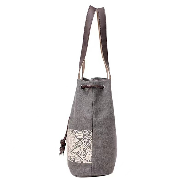 Uusi etniseen tyyliin kangaskassi yksiolkainen naisen laukku print Gray