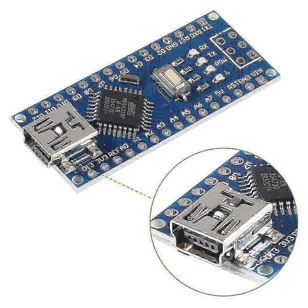 4 stk. ATmega328P Nano Board CH340 5V 16M Micro-Microcontroller Board med PIN Headers Pin Usolgt