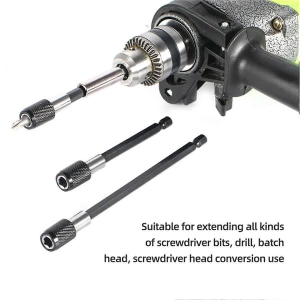 3 stk. Skruetrækkerforlængerbits Quick Release 1/4 Hex Shank Holder Borebit Magnetisk