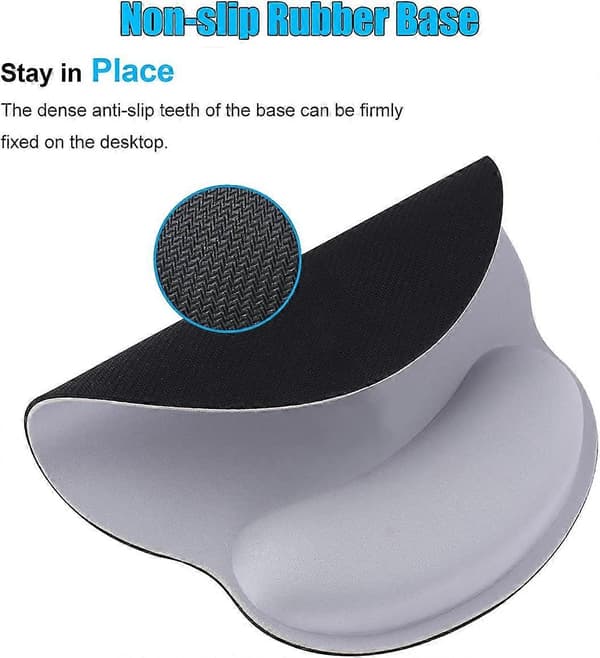 Ergonomisk lysegrå musematte med håndleddsstøtte for datamaskin, liten søt musematte med håndleddsstøtte for bærbar PC og skrivebord (Li