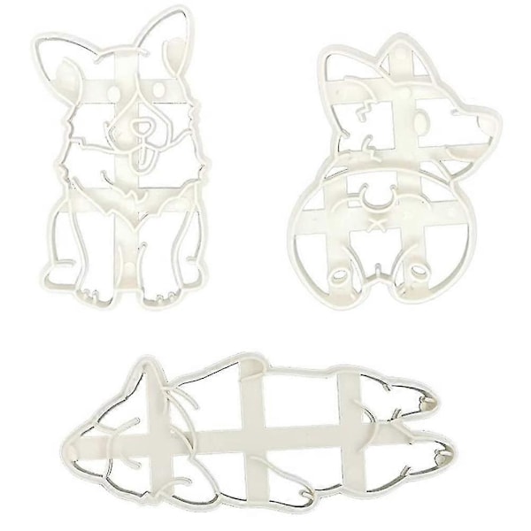 3 st/set Söta Corgi Kakformar Plast Roliga Hundformade Utstickare Kakbakningsverktyg För Barn Handgjorda DIY Formar