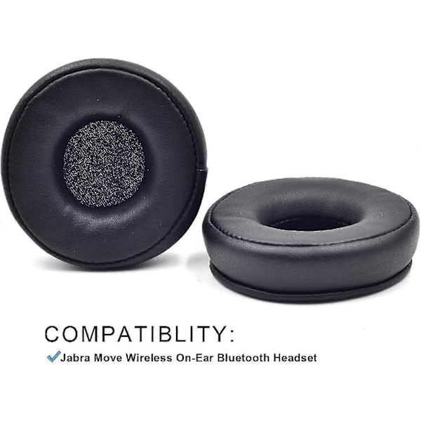 Protein Leather Erstatningsøreputer Øreputer Øreputer For Jabra Move Wireless On-ear Bluetooth Hodetelefoner (svart)