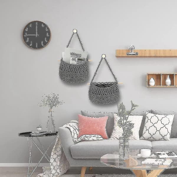 Boho Hängande Frukt Vävda Korgar Organisation För Att Förvara Alla Saker -3
