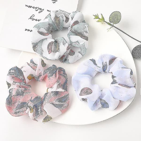 Mode Håraccessoarer Kvinnor Scrunchie Hästsvanshållare Blomma Scrunchies Paket