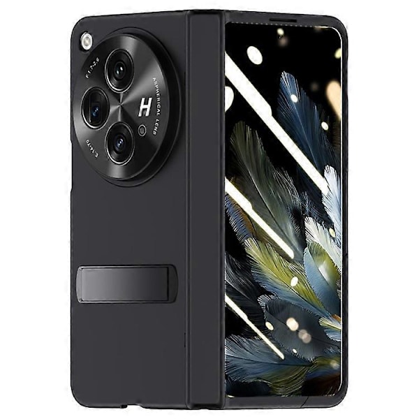 Kompatibelt Skal för Oppo Find N3 5G Hårt PC Ställ Telefonfodral med HD Härdat Glas Film Black