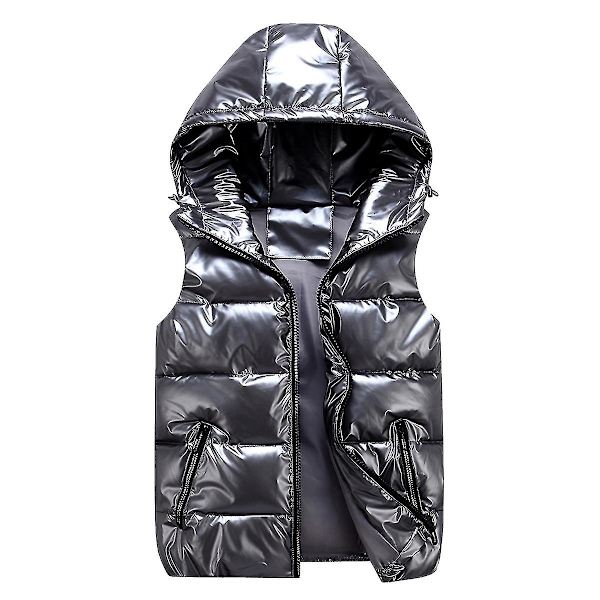 Unisex blank vattentät ärmlös jacka Lätt dunväst Bästa julklappen Grey M