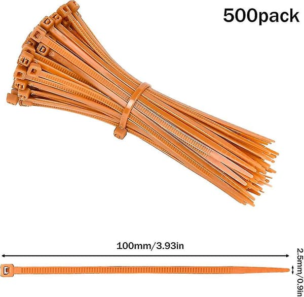 500 stk. kabelbindere 100 * 2,5 mm, kabelbinder brun, kabelbindersæt, kabelbinder UV-gave
