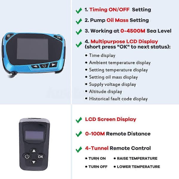 Universell LCD-skjerm termostatmonitorbryter + fjernkontrolltilbehør
