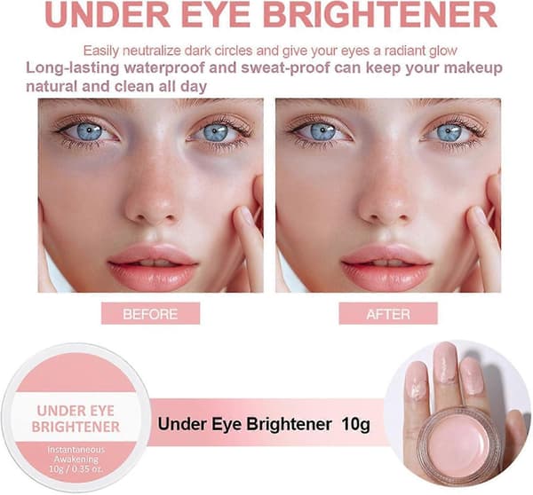 Under Eye Brightener, Eye Highlighter Concealer, Eye Concealer Coverage Dark Circles, Spot, Waterproof Long Lasting Colour Correcting Eye Brightener & Pri 3PCS