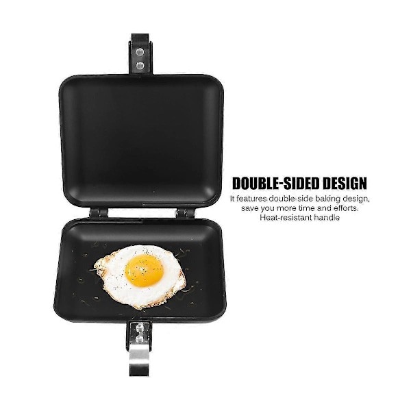 Dubbelsidig Sandwichpanna Non-stick Vikbar Grill Stekpanna För Bröd Toast Frukostmaskin Panna