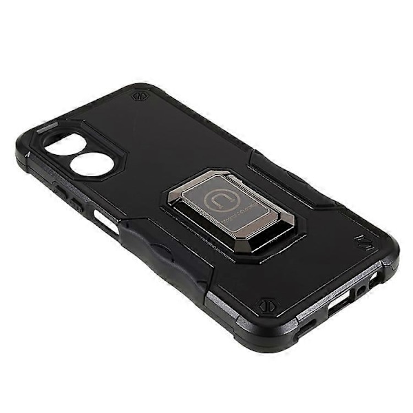 Kompatibelt Skal för Oppo A17 4G Anti-drop, PC + TPU Skyddsskal med Ringstativ Black
