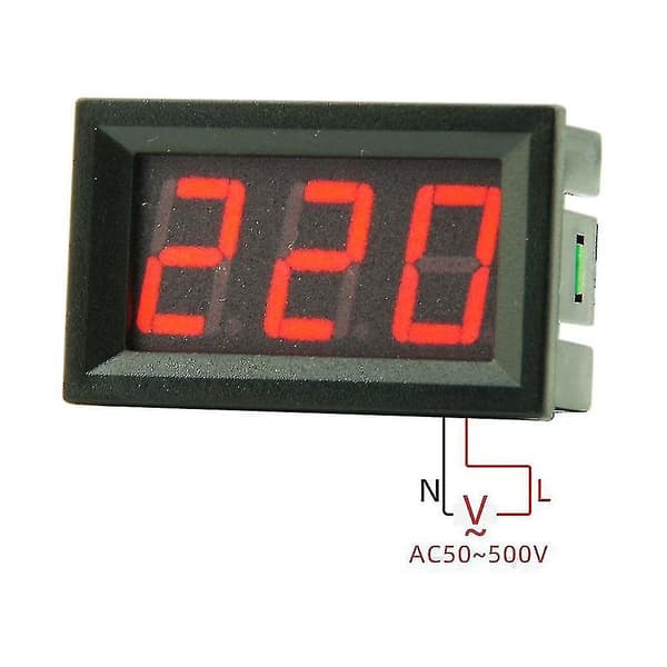 AC 50-500V AC 220V 380V Voltmeter Digital Spänningsmätare med Strömkabel TY