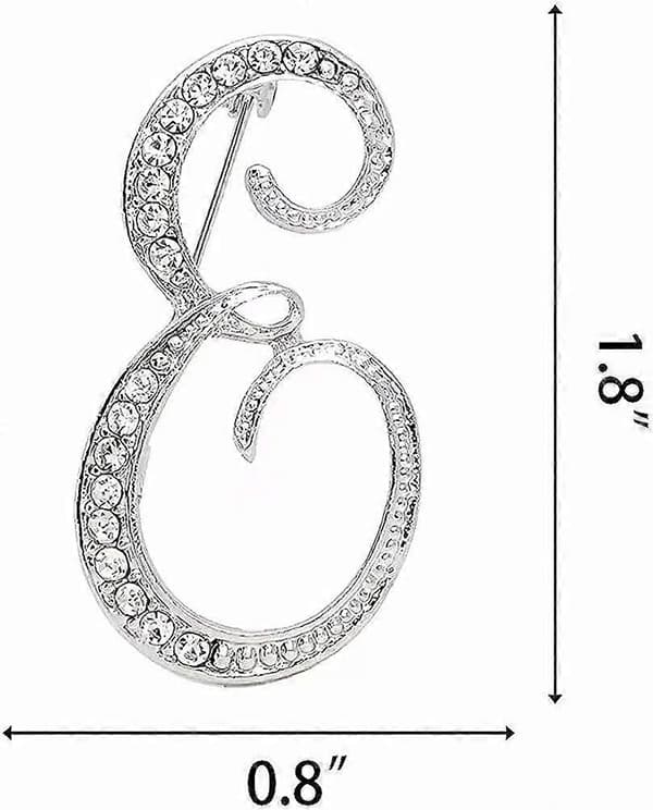 Bogstav E Broche Nåle Initial Rhinestone Broche til Kvinder Gave Smykker Sølvfarvet