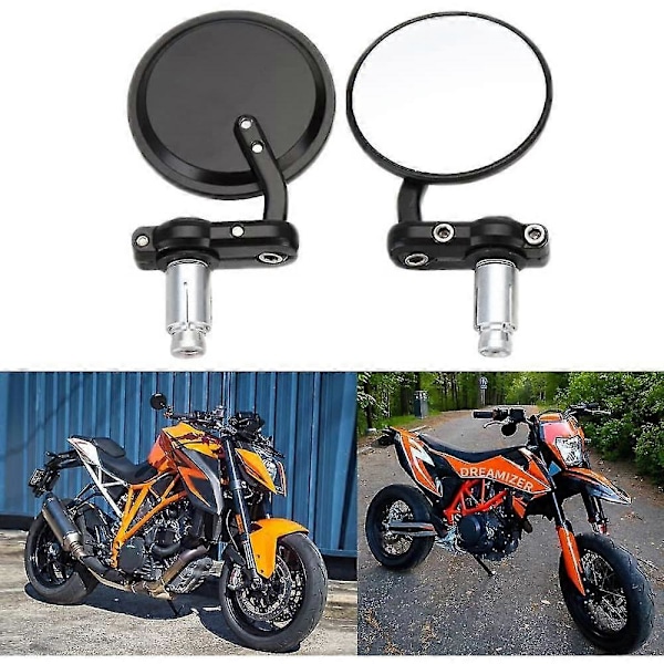 Runda Motorcykelstyre Ändspeglar 7/8\" 22mm, Motorcykelspegel För Street Sport Bikes Cruiser HYZ