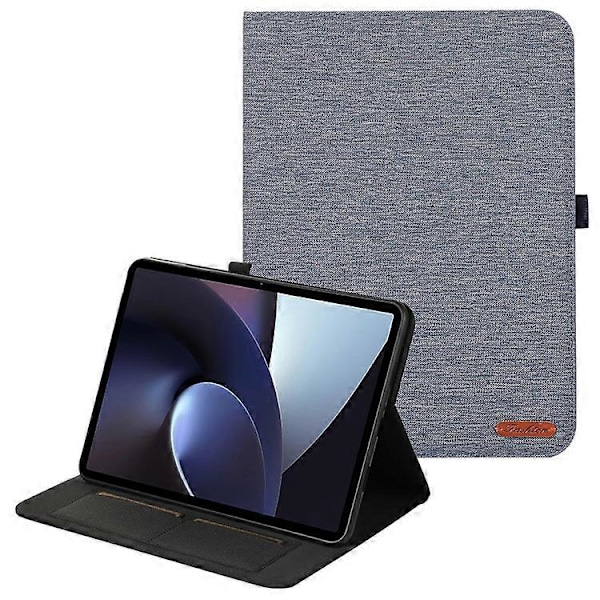 Yhteensopiva Oppo Pad Neo -tabletin kangaskuvioinen nahkakotelo, jossa on jalusta ja korttipidike Blue