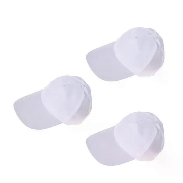 3 stk. baseballcaps i bomull, blanke, hvit caps, bulk, stilige, blanke brem, DIY-malerhatter, unisex