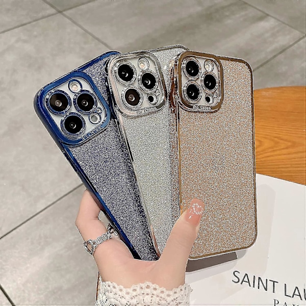 Kompatibelt med iPhone 13 Pro Max Glitter Plätering Skal, Lyxigt Bling Glittrigt Skinande Klart Skal för iPhone 13 Pro Max 6.7\" Kameraskydd Mjuk TPU Sh