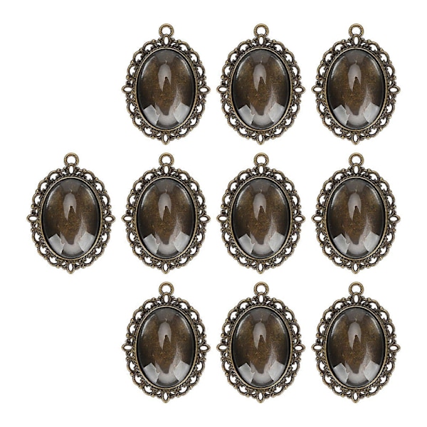 10 Set Glas Patch Hänge Ovala Brickor Glas Cabochon Klara Kupolplattor DIY Smyckesmaterial