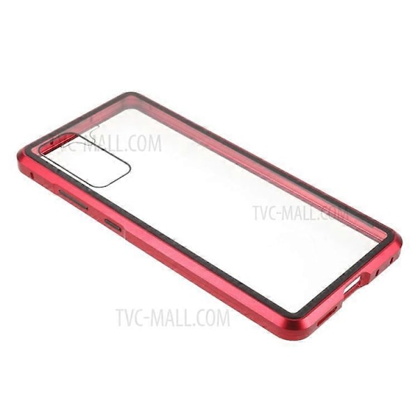 Kompatibel med Samsung Galaxy S20 FE 4G / 5G / S20 Lite / S20 FE 2022 dobbeltsidet hærdet glas + magnetisk metalramme telefoncover Red