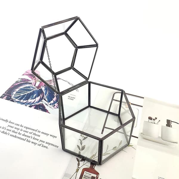Bordplade Display Til Vitrine Med Klar Glaspanel Hængslet Låg Terrarium Boks Til