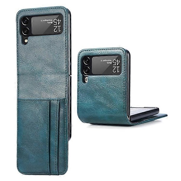 Kompatibel for Samsung Galaxy Z Flip4 5G Bærbar Lommebok Telefondeksel PU Lærbelagt Hard PC Deksel Sammenleggbar Telefon Shell Green