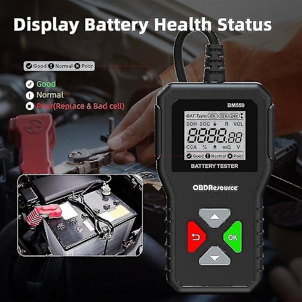 Bm550 Bilbatteritestare 6v 12v 24v 100-2000 2ah-220ah Batterisystemdetektering Autobatterianalysator
