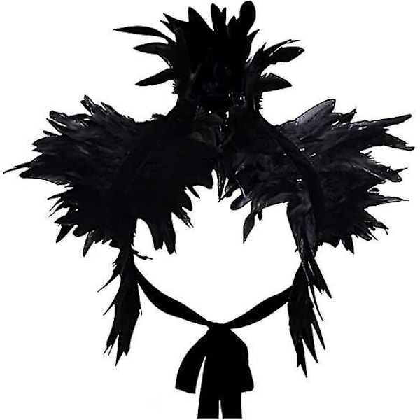 Viktoriansk gotisk naturlig fjäder crossbody axelrem party halloween halsduk haklapp A