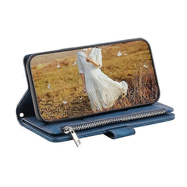 Stil 005 Kompatibelt För Samsung Galaxy A56 5G Plånboksfodral Rombsömmar PU Läder Telefonskal Blue