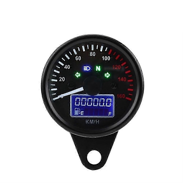Universal Motorcykel Speedometer LED Digital Omdrejningstæller Krystal Instrument Måler Kilometertæller med Benzinmåler