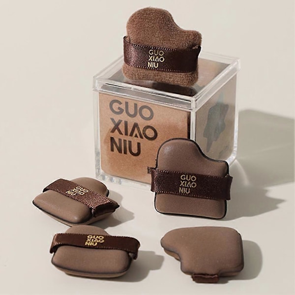 5 stk. Mini Chokolade Puff Fløjlspudder Hexagram Læder Air Cushion Pudder Puff