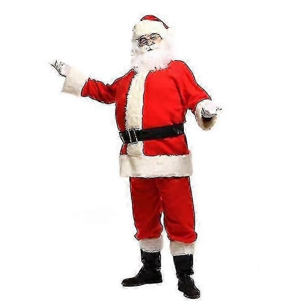 Jultomtekostym för män, vuxen juldräkt, tomtedräkt 7pcs M