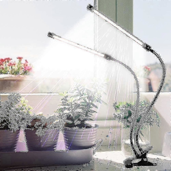 Vækstlys, Solskin Hvid 50w 84 Led Dobbelt Hoved Klips Plantelys, 4/8/12h Timer 5 Dæmpbare Niveauer