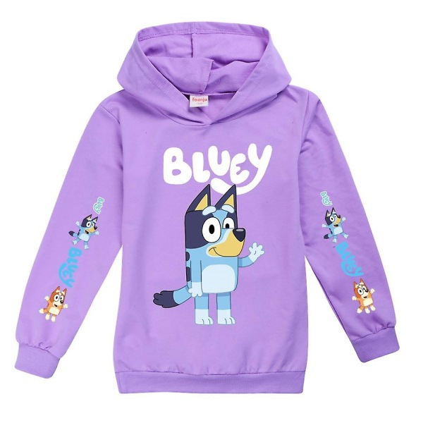 Barn Tonåring Pojkar Flickor Bingo Bluey Casual Hoodie Sweatshirt Huvtröja Purple 7-8Years