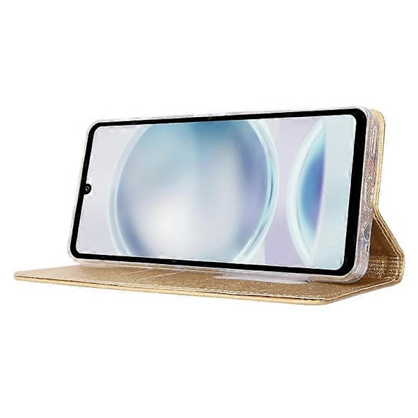 Kompatibelt Plånboksfodral för Sharp Aquos Sense 8 Silkeslen Textur Läder Flip Skyddande Telefonfodral Gold