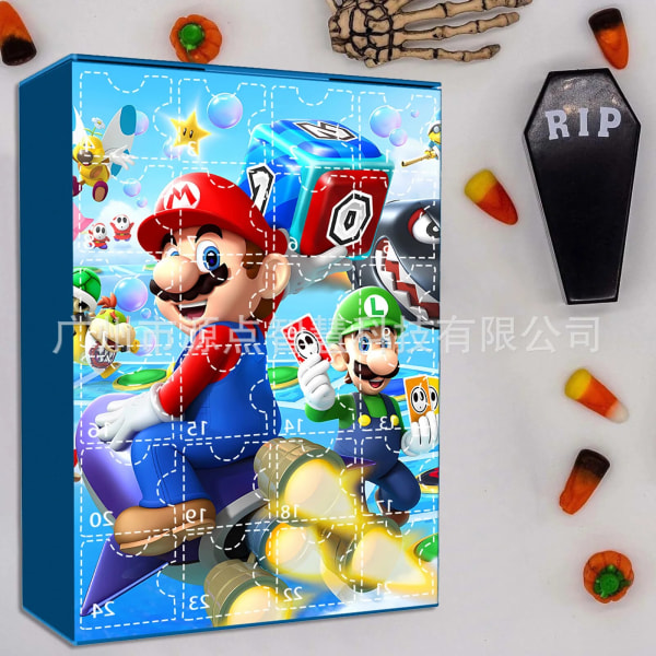 Super Mario Jul Adventskalender Tecknad Anime Karaktär Juguetes Adventsöverraskning Leksaker för barn 2024 Julklappar tattoo patch