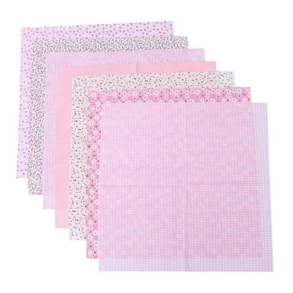 7 st Handgjorda DIY Bomullsduk Ljusrosa Blommig Patchwork Tyger Material för Sömnad Scrapbooking Quiltning (50x50cm)