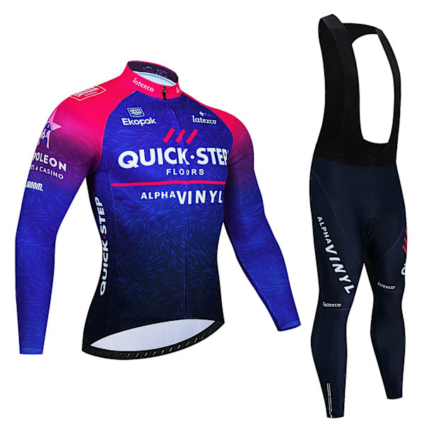 Quick·Step Winter Thermal Fleece Cykeltröja Set Maillot Ropa Ciclismo Keep Warm MTB Bike Wear Cykelkläder Set White Asian Size -4XL