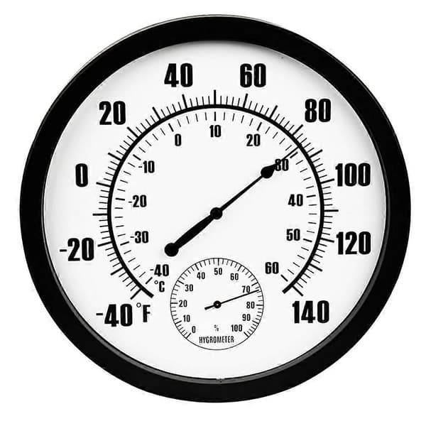 Termometer Indendørs Udendørs 10\" Diameter Terrasse Stort Vægtermometer Hygrometer