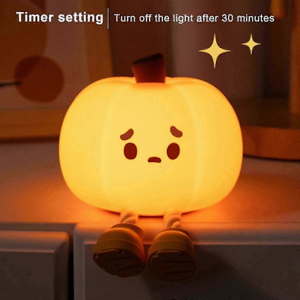Nattlampa för barn Ljus upp Söt lampa Pumpa Touch Sensorlampa Silikon Led