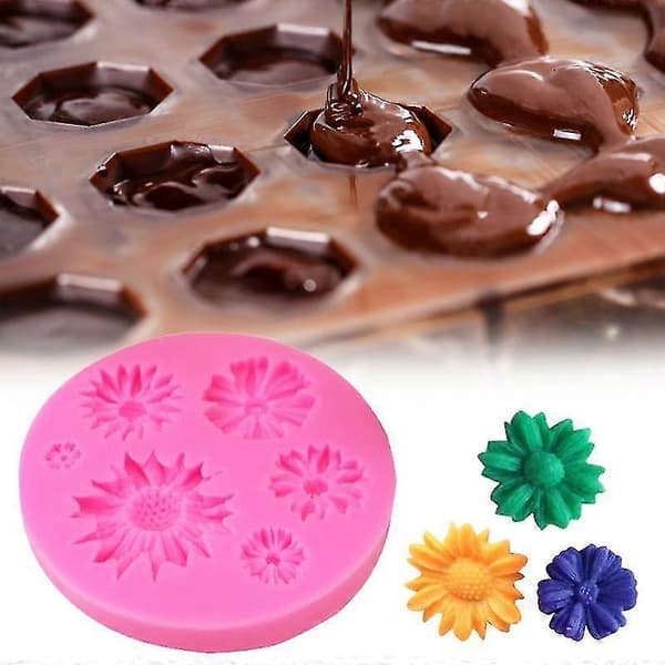 Bageforme Blomsterform Fødevaregodkendt Silikone Fleksible Kage Chokoladeforme til Hjemmet-ZZY