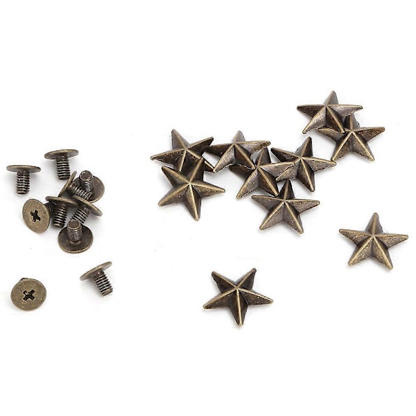 10 st Metall Stjärnnit Nubb Skruv för Läderhantverk Väskor Skor DIY Dekoration (14mm brons)