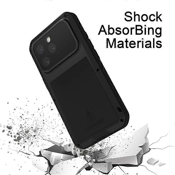LOVE MEI Yhteensopiva iPhone 16 Pro -kotelolle Karkaistu lasinen näytönsuoja Metalli+Silikoni Puhelinkuori Red