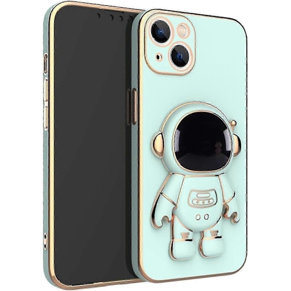 Astronaut Etui Kompatibel iPhone 14 14 Plus 14 Pro Max 6D Belægning Etui Cover med Stativ Astronaut Etui Grøn til iPhone 14 Pro