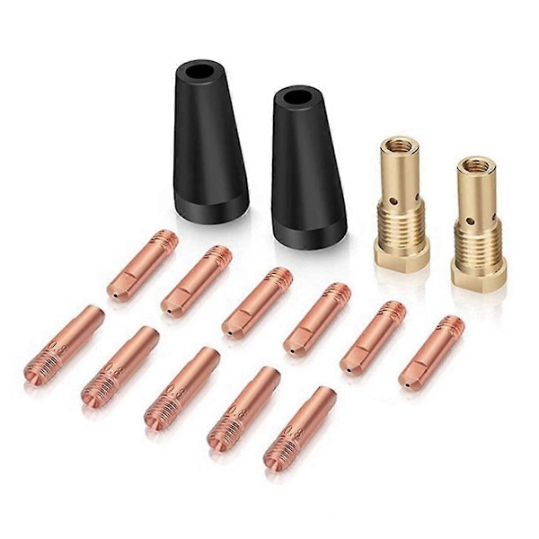 15 stk. MIG svejsekit Flux Core Gasløs Dyse 0,8 mm Messing Svejsetips Udskiftning MIG Svejsertilbehør - Yvan