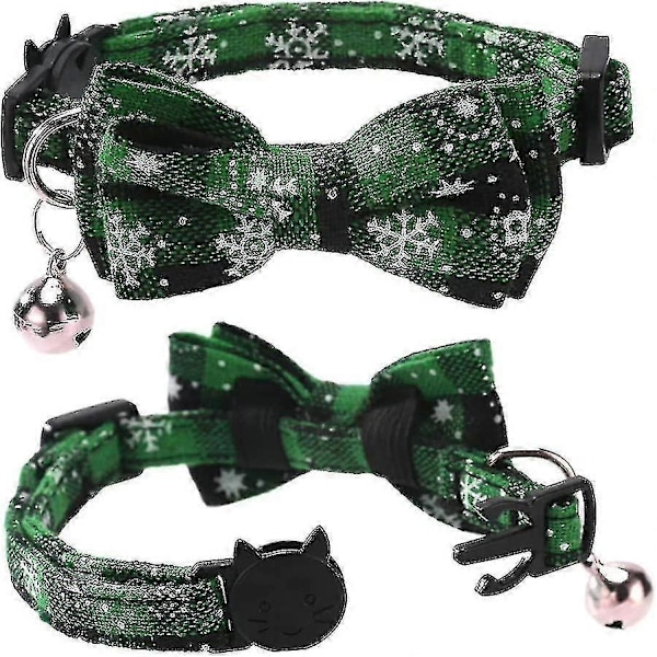 2-pack/set Jul Katt Halsband Brytsäkert Med Söt Fluga Och Bjällra För Kattunge Justerbar Säkerhet P H
