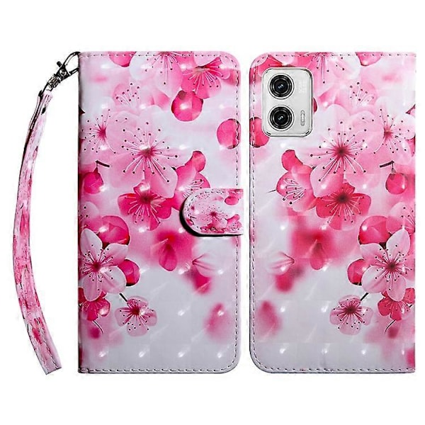 Kompatibel til Motorola Moto G73 5G PU Læder Flip Stand Telefon Cover 3D Mønster Print Pung Shell Red
