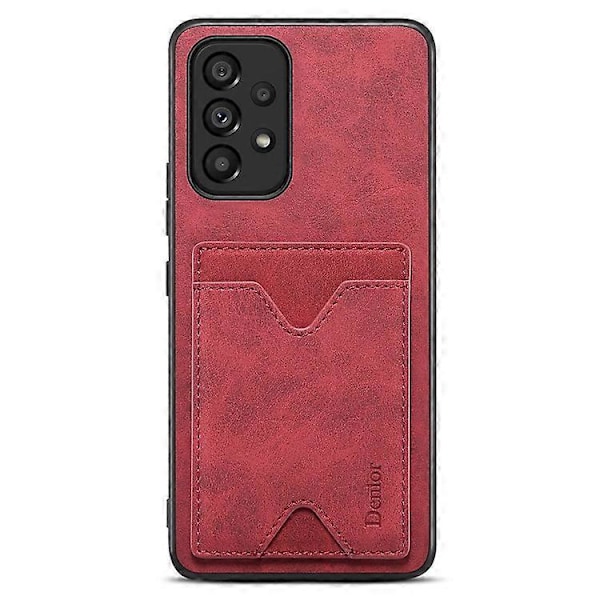 DENIOR Yhteensopiva Samsung Galaxy A53 5G Nahkapäällysteinen TPU-suojakuori Jalustalla ja Korttipaikalla Red